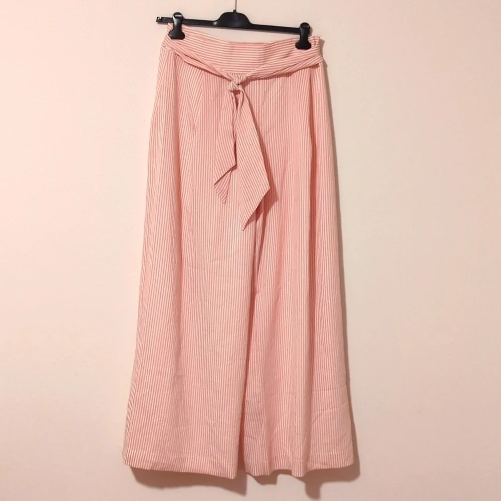 Club Monaco - Pink & White Striped High Waisted Flared “Bryanna” Pants Sz 12. - Picture 1 of 13